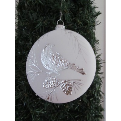 White Christmas ball bird print